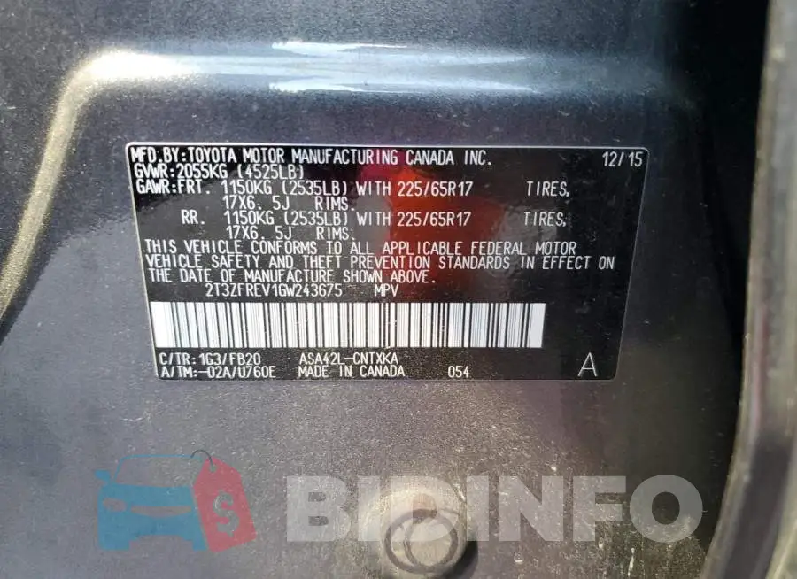 2T3ZFREV1GW243675 Photo# 14
