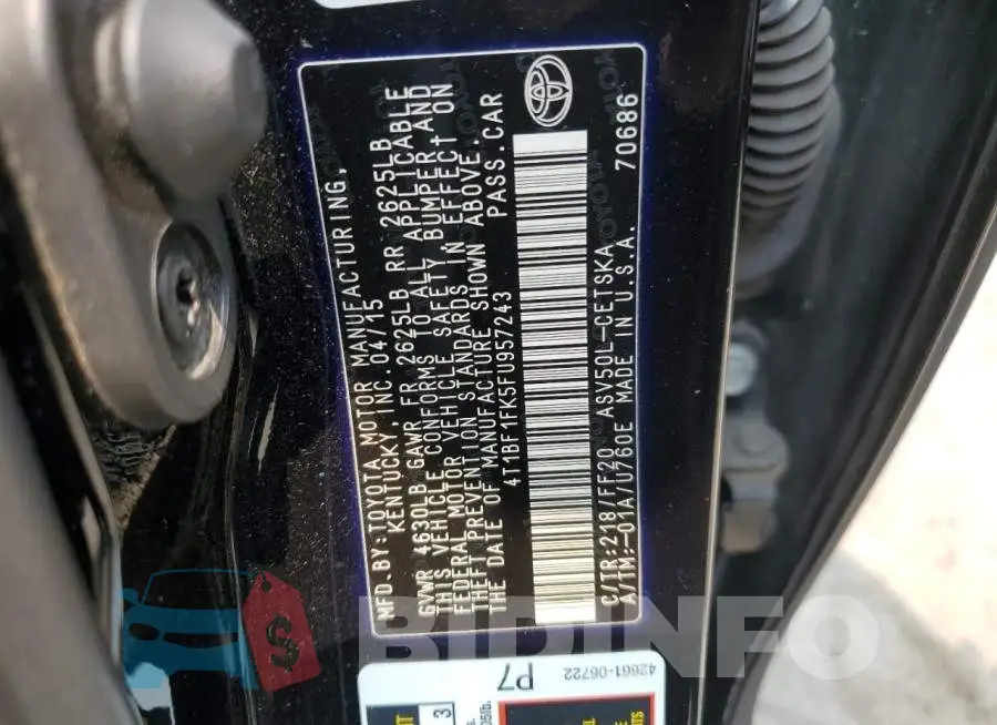4T1BF1FK5FU957243 Photo# 12
