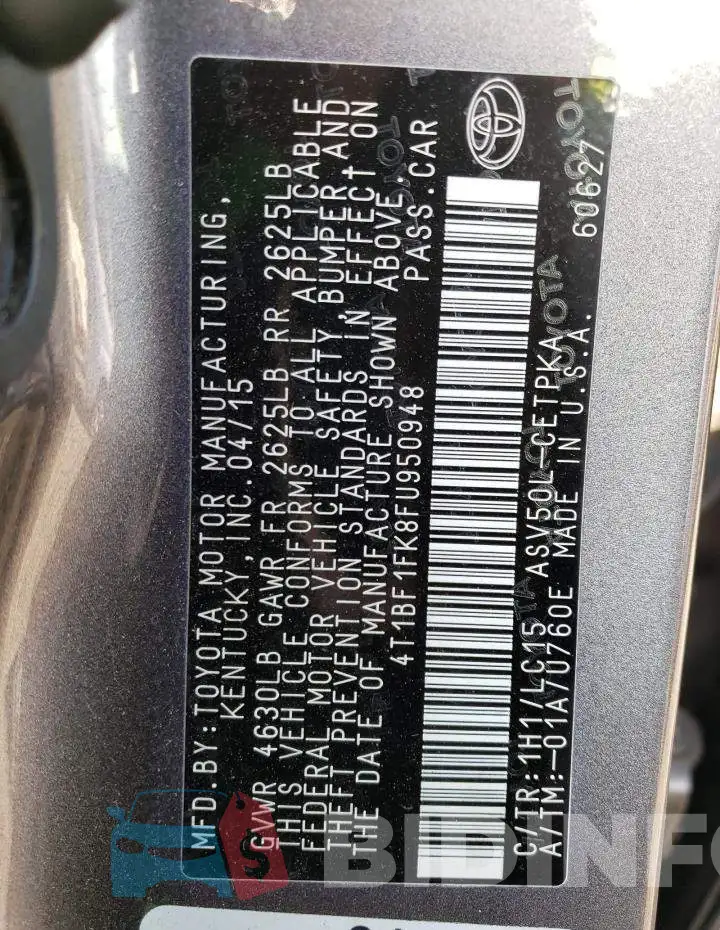 4T1BF1FK8FU950948 Photo# 12