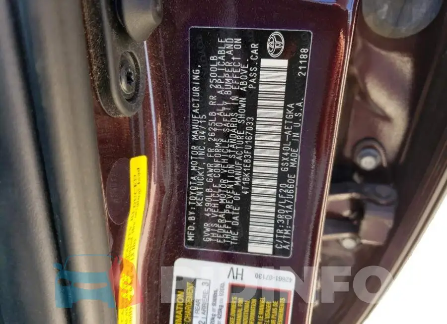 4T1BK1EB3FU167033 Photo# 12