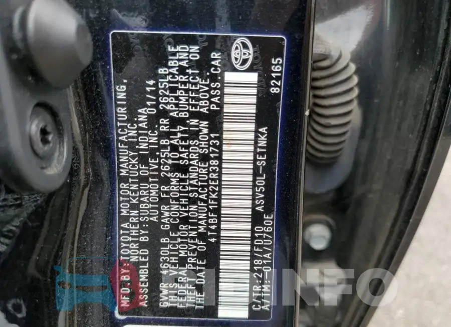 4T4BF1FK2ER381731 Photo# 12