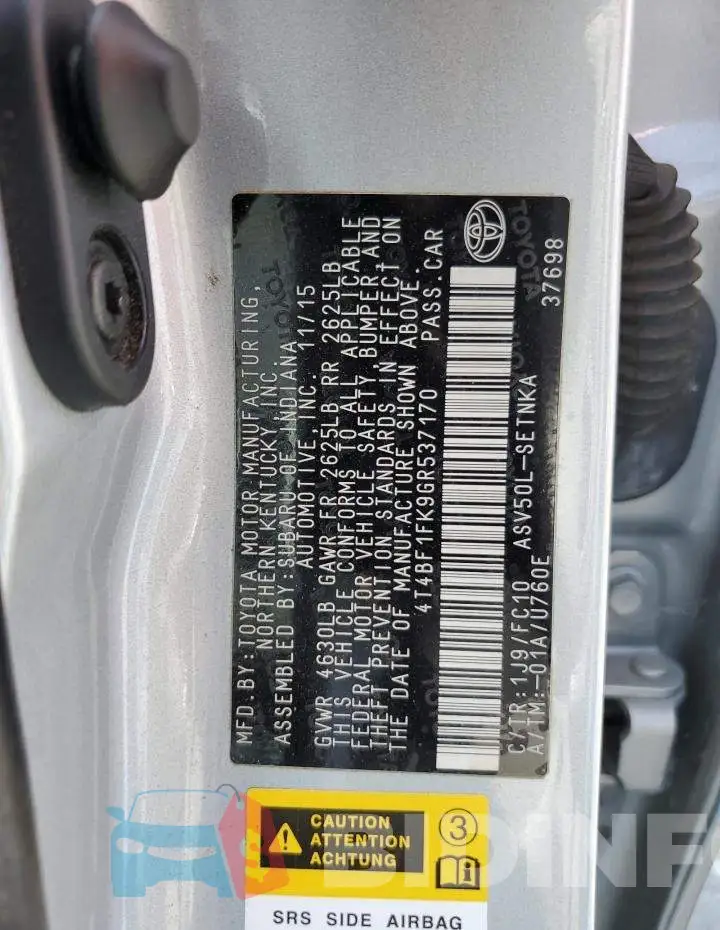 4T4BF1FK9GR537170 Photo# 12