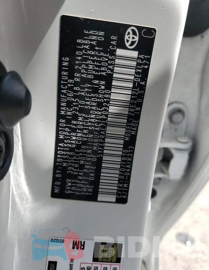 5YFEPRAE7LP032180 Photo# 12