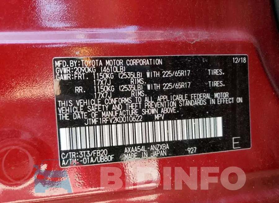 JTMF1RFV2KD010622 Photo# 14
