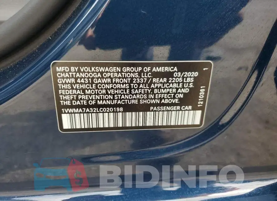 1VWMA7A32LC020198 Photo# 12