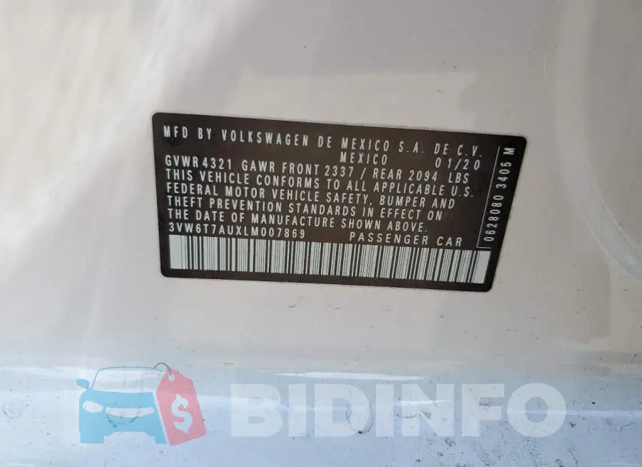 3VW6T7AUXLM007869 Photo# 12