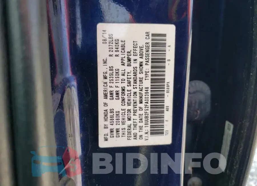 19UUB2F52FA003948 Photo# 12