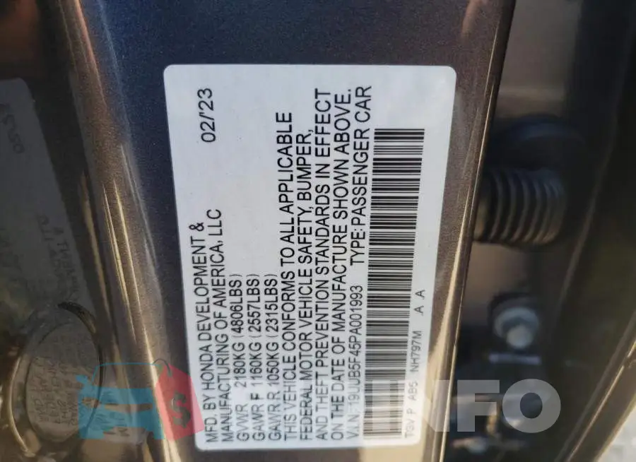 19UUB5F45PA001993 Photo# 12