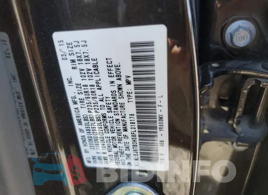 5J8TB3H56FL018178 Photo# 13