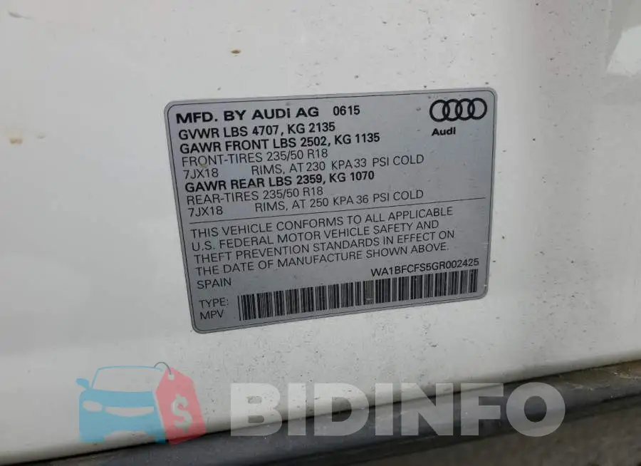 WA1BFCFS5GR002425 Photo# 13