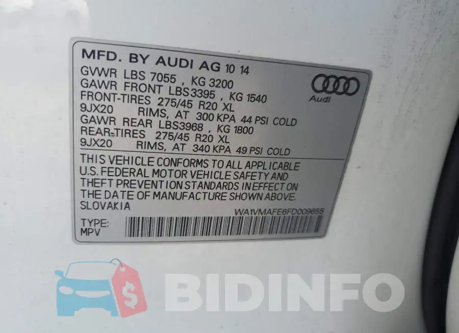 WA1VMAFE6FD009655 Photo# 12