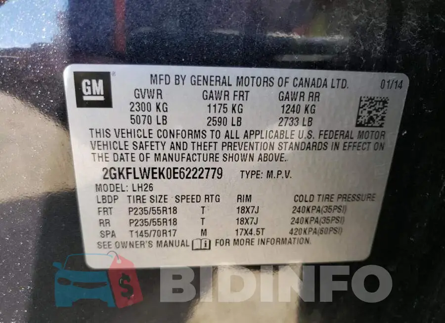 2GKFLWEK0E6222779 Photo# 14