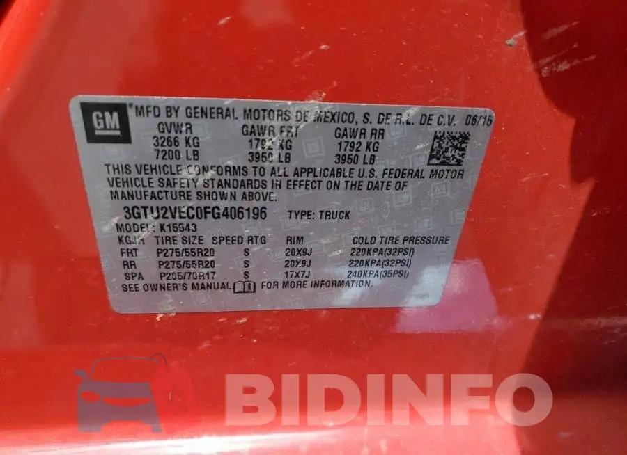 3GTU2VEC0FG406196 Photo# 12