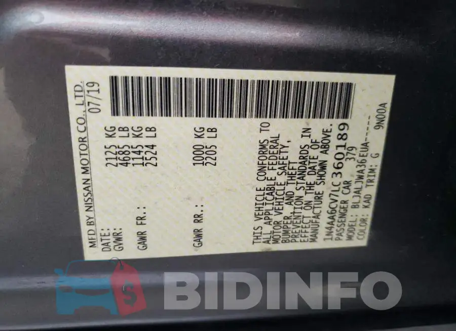 1N4AA6CV7LC360189 Photo# 12