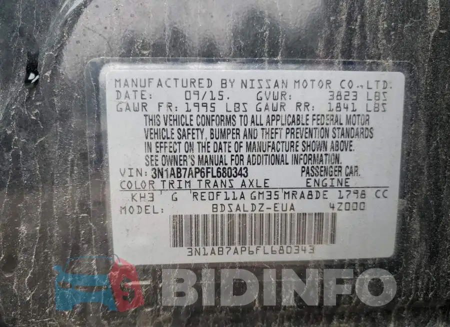 3N1AB7AP6FL680343 Photo# 12
