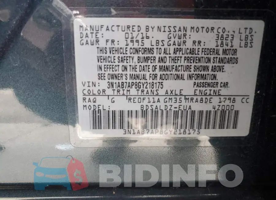 3N1AB7AP8GY218175 Photo# 12
