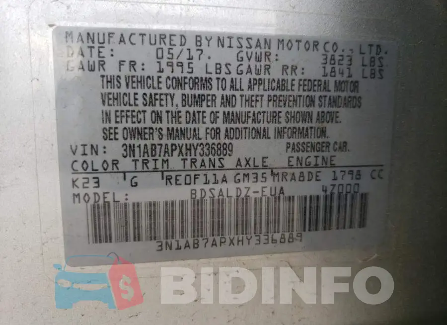 3N1AB7APXHY336889 Photo# 13