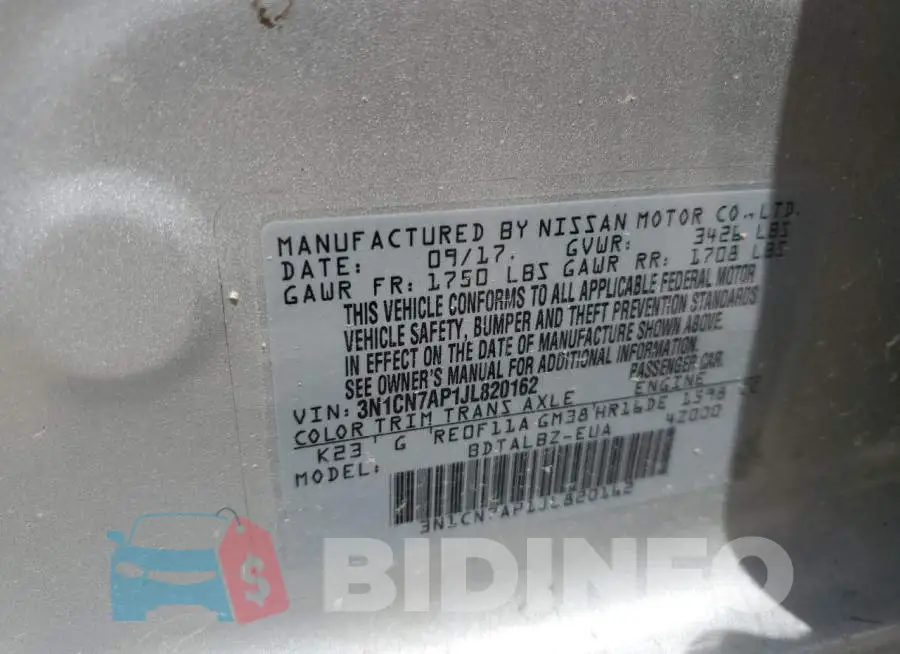 3N1CN7AP1JL820162 Photo# 12
