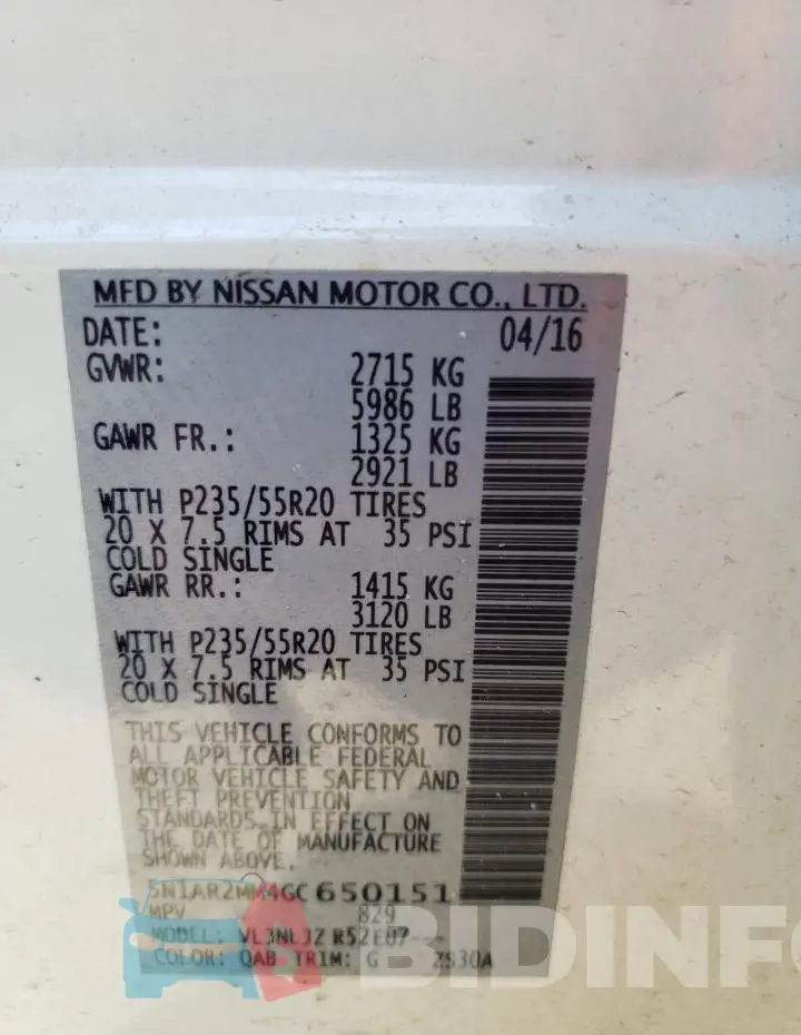 5N1AR2MM4GC650151 Photo# 14
