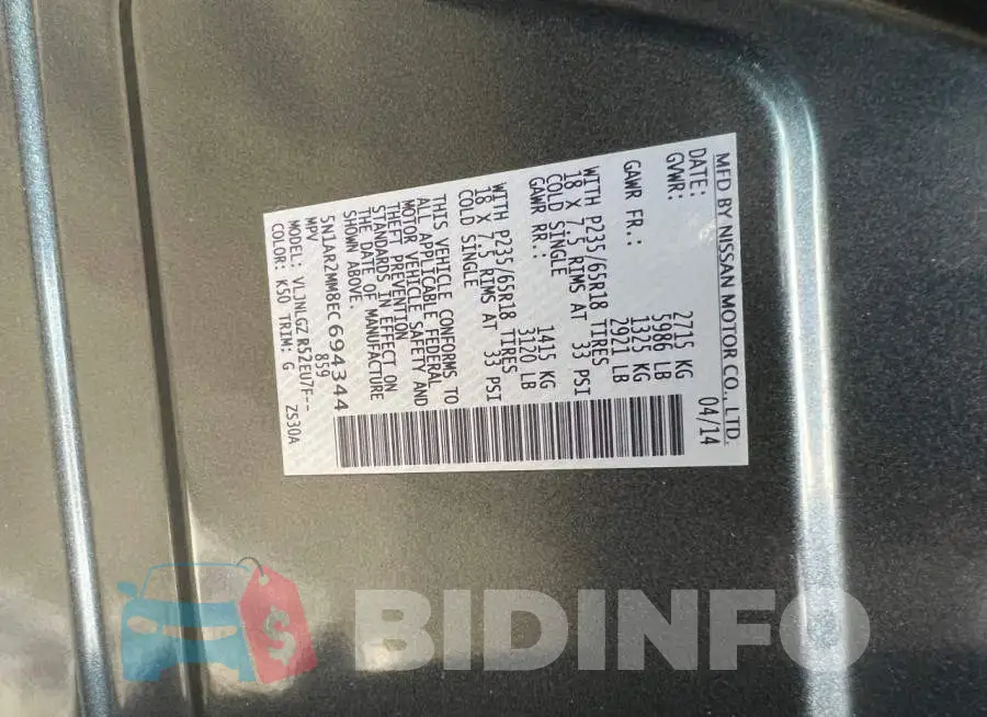 5N1AR2MM8EC694344 Photo# 10