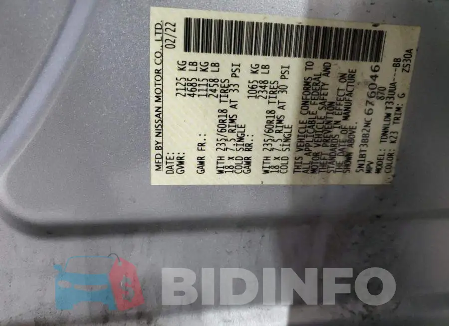 5N1BT3BB2NC676046 Photo# 14
