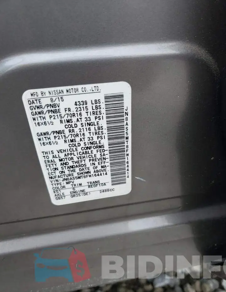 JN8AS5MT8FW164414 Photo# 14