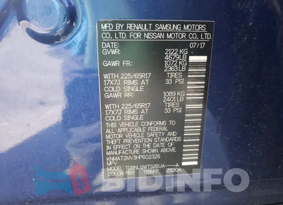 KNMAT2MV3HP602326 Photo# 14