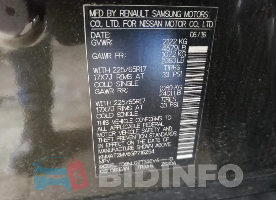 KNMAT2MV6GP716254 Photo# 12