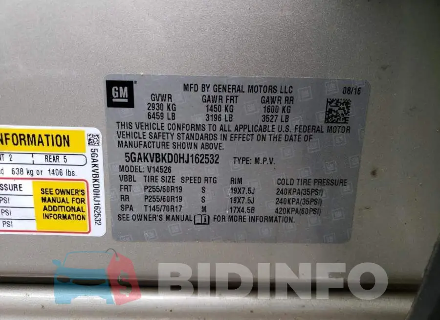 5GAKVBKD0HJ162532 Photo# 13
