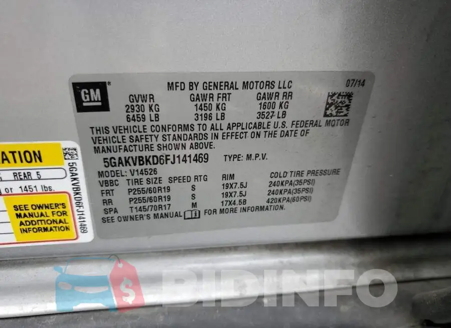 5GAKVBKD6FJ141469 Photo# 13