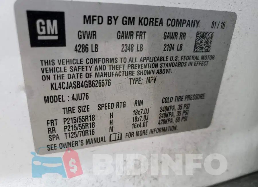 KL4CJASB4GB626576 Photo# 14