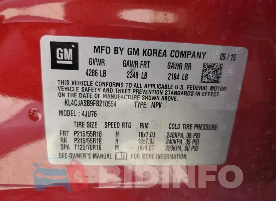 KL4CJASB9FB210554 Photo# 12