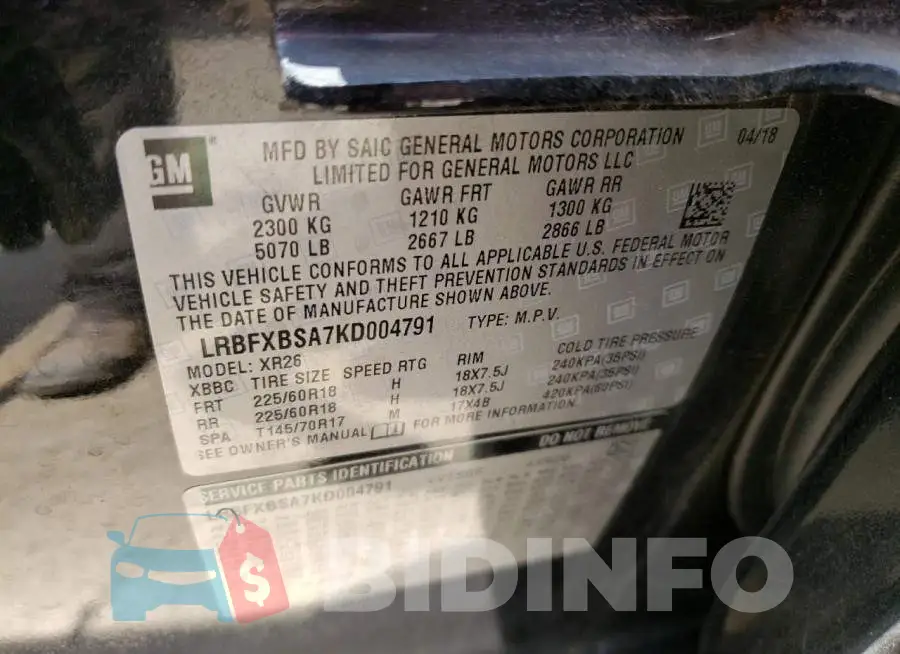 LRBFXBSA7KD004791 Photo# 13
