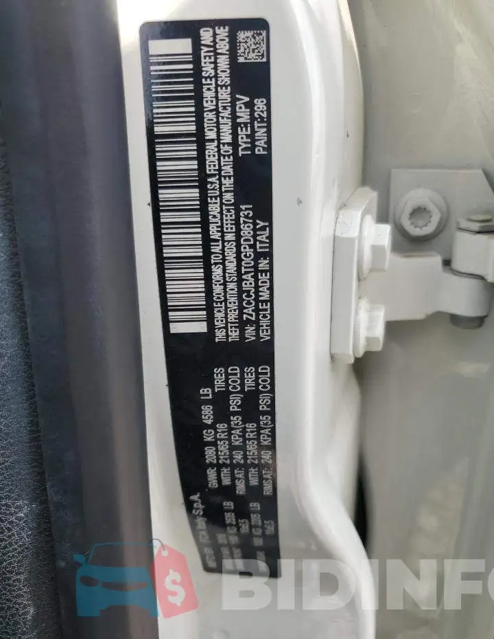 ZACCJBAT0GPD86731 Photo# 12
