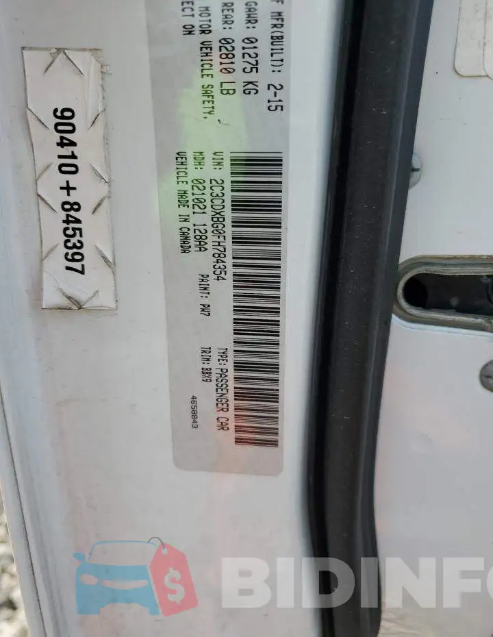 2C3CDXBG0FH784354 Photo# 12