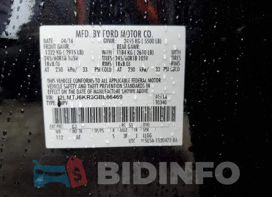 2LMTJ6KR3GBL66469 Photo# 14