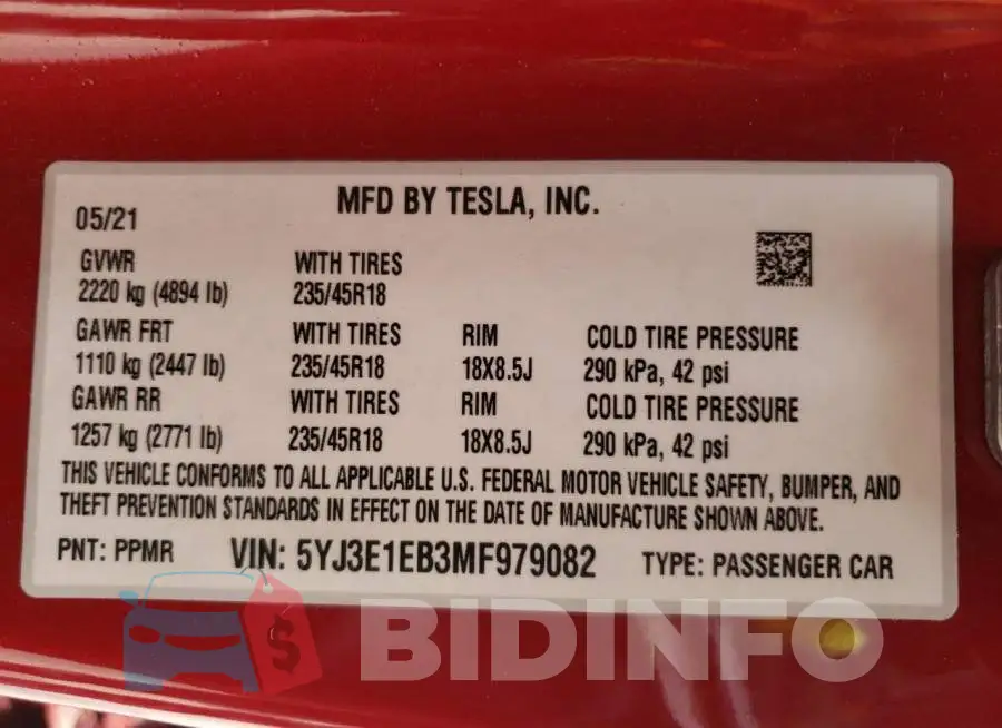 5YJ3E1EB3MF979082 Photo# 12