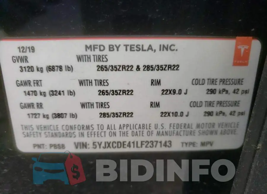5YJXCDE41LF237143 Photo# 13