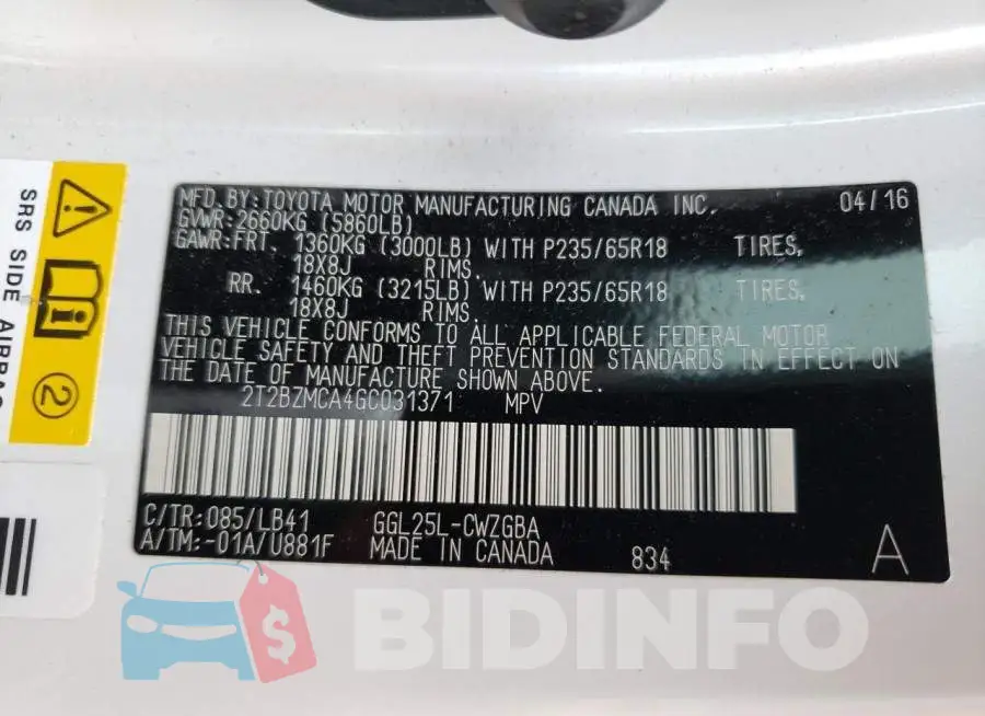2T2BZMCA4GC031371 Photo# 13