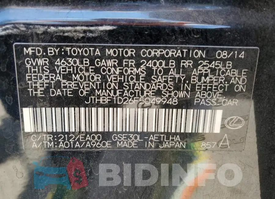 JTHBF1D26F5049948 Photo# 13