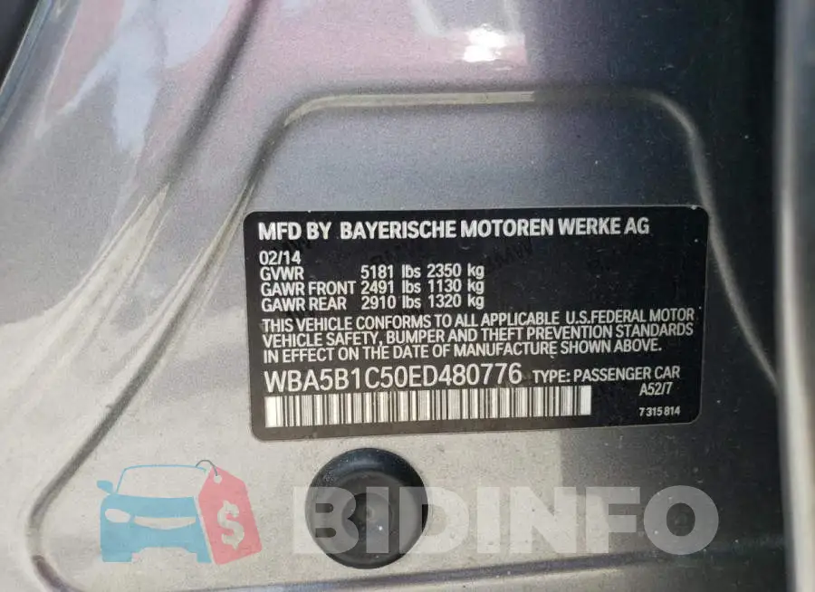 WBA5B1C50ED480776 Photo# 12