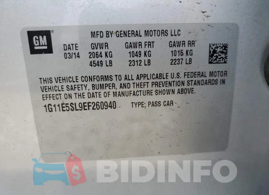 1G11E5SL9EF260940 Photo# 12