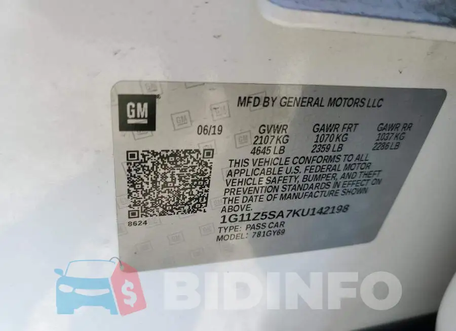 1G11Z5SA7KU142198 Photo# 12