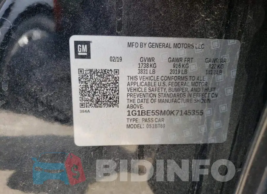 1G1BE5SM0K7145355 Photo# 12
