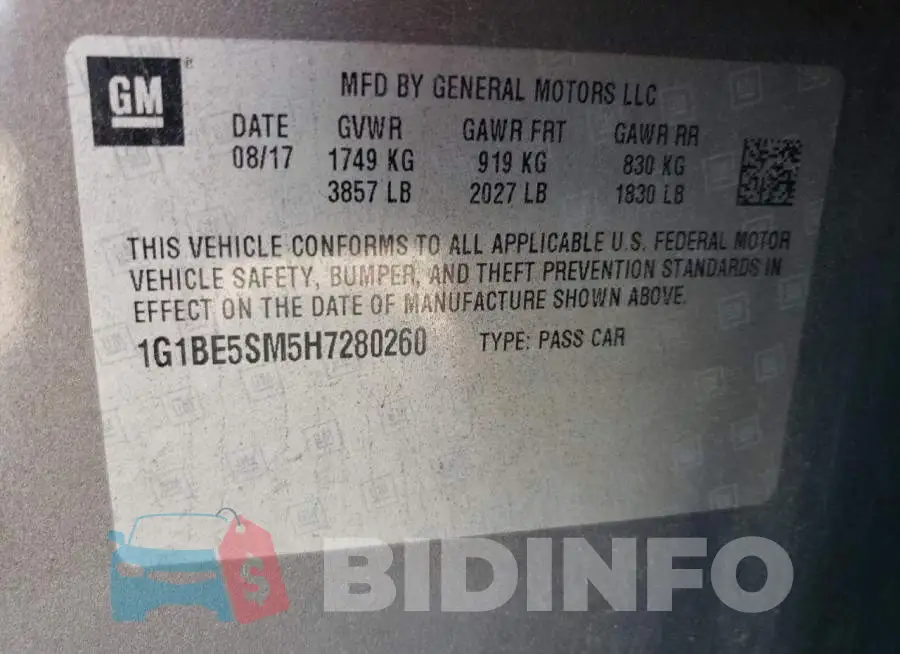 1G1BE5SM5H7280260 Photo# 12