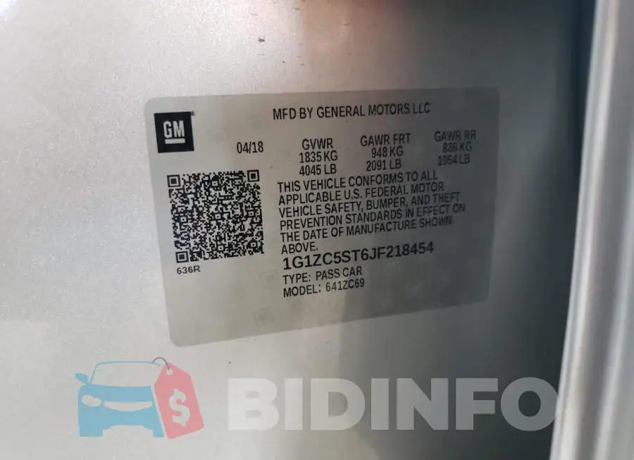 1G1ZC5ST6JF218454 Photo# 12