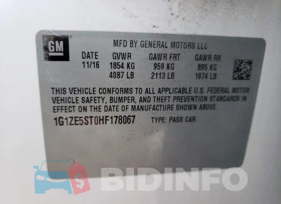 1G1ZE5ST0HF178067 Photo# 12