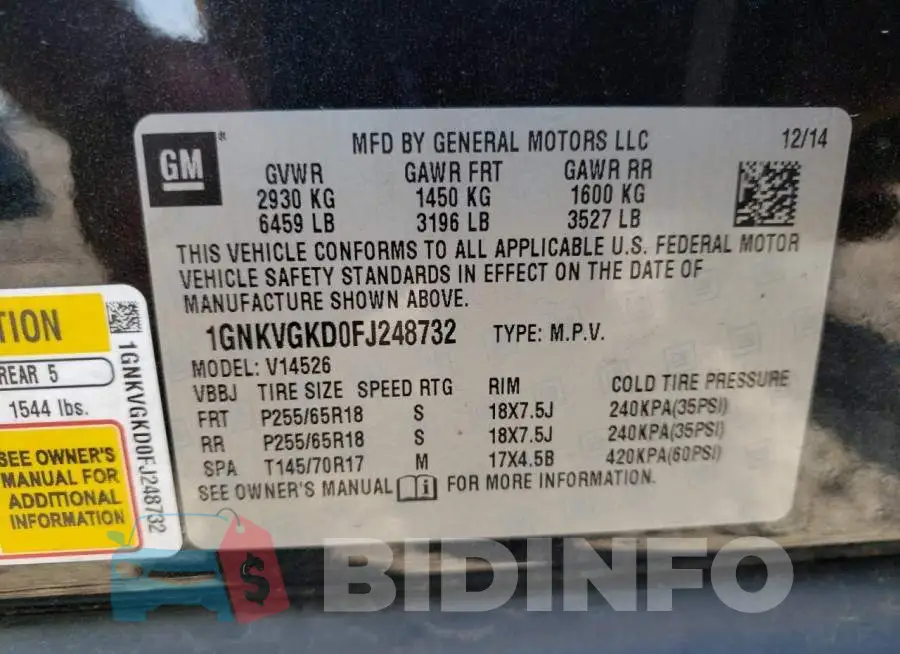 1GNKVGKD0FJ248732 Photo# 13