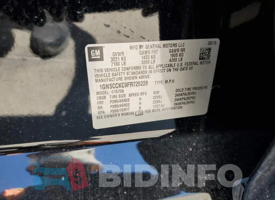 1GNSCCKC9FR725228 Photo# 14