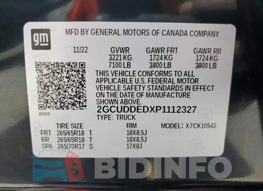 2GCUDDEDXP1112327 Photo# 12